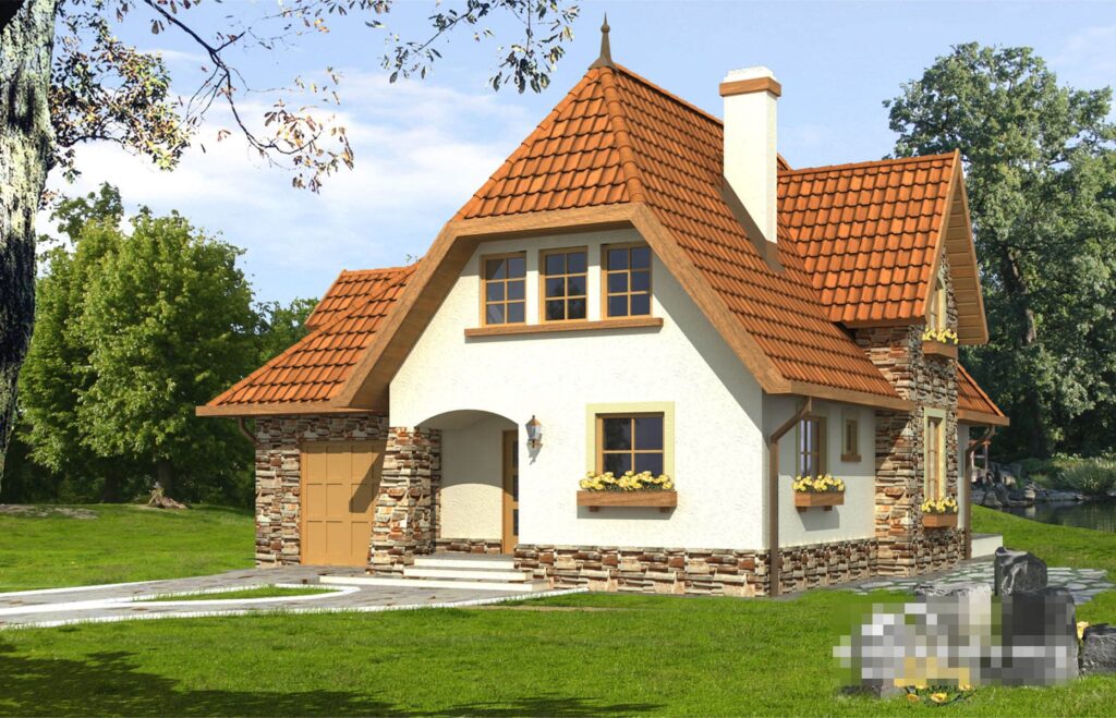 Фото проект дома с мансардой Dd619 на 119 м2, проект дома на 4 комнаты