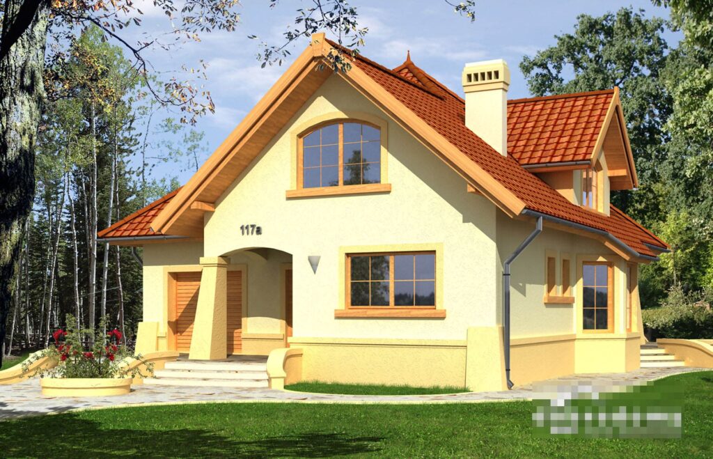 Фото проект дома с мансардой Dd532 на 124 м2, проект дома на 4 комнаты