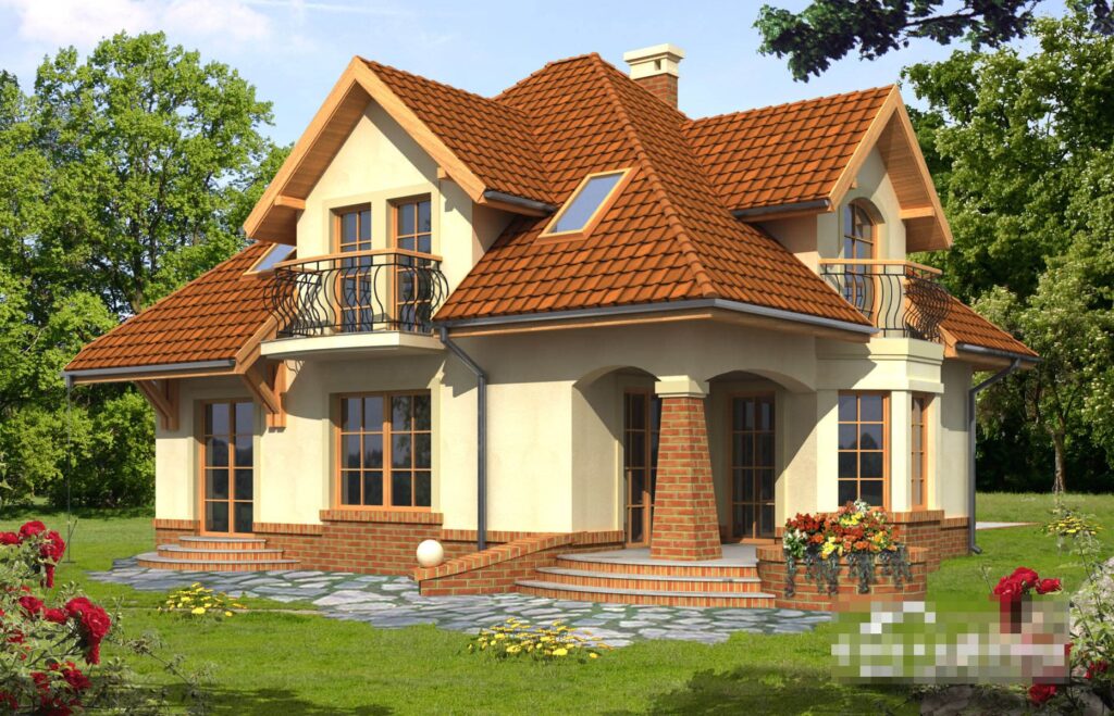 Скачать готовый проект дома с мансардой, чертежи и фото дома с мансардой - фото 1