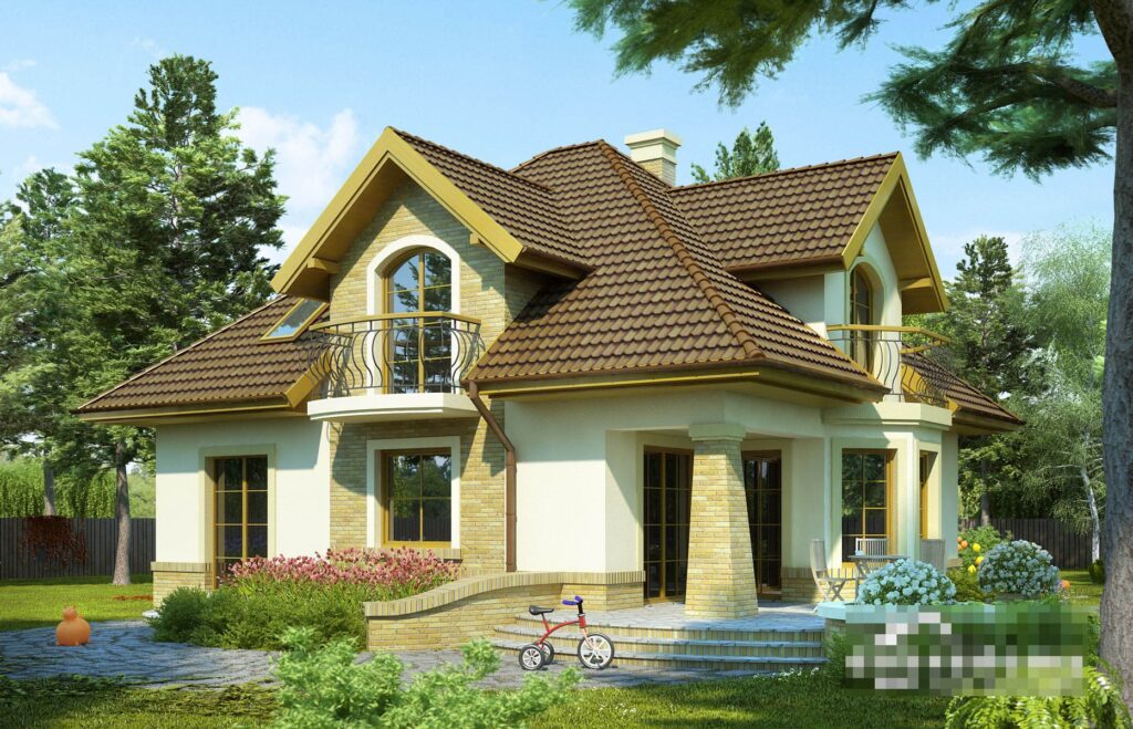 Скачать готовый проект дома с мансардой, чертежи и фото дома с мансардой - фото 1