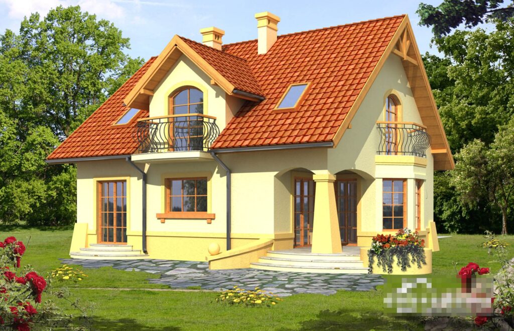Скачать готовый проект дома с мансардой, чертежи и фото дома с мансардой - фото 1