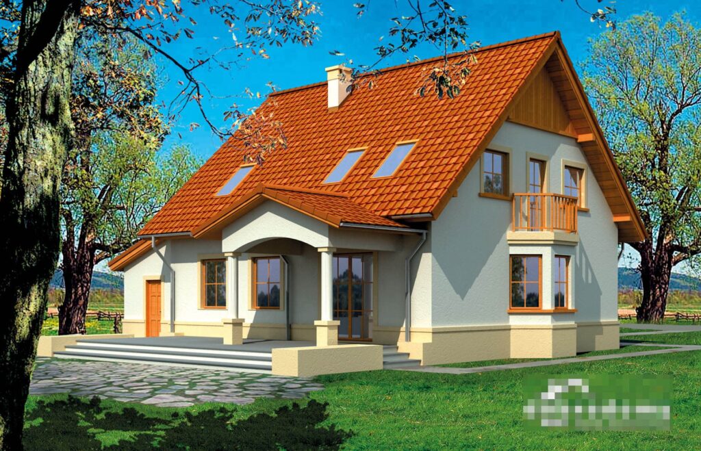 Скачать готовый проект дома с мансардой, чертежи и фото дома с мансардой - фото 1