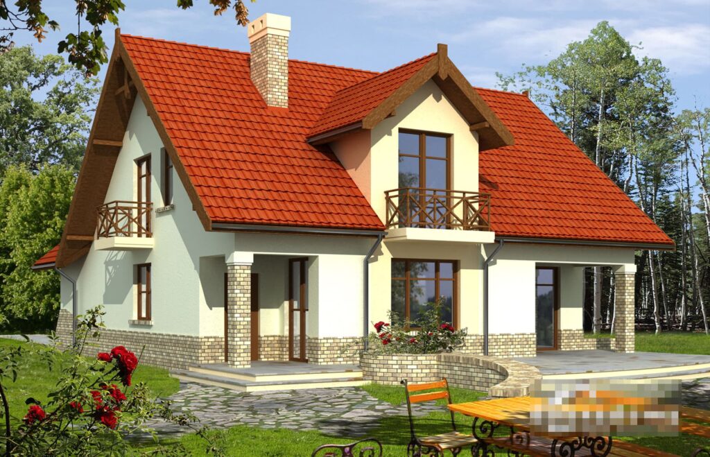 Скачать готовый проект дома с мансардой, чертежи и фото дома с мансардой - фото 1