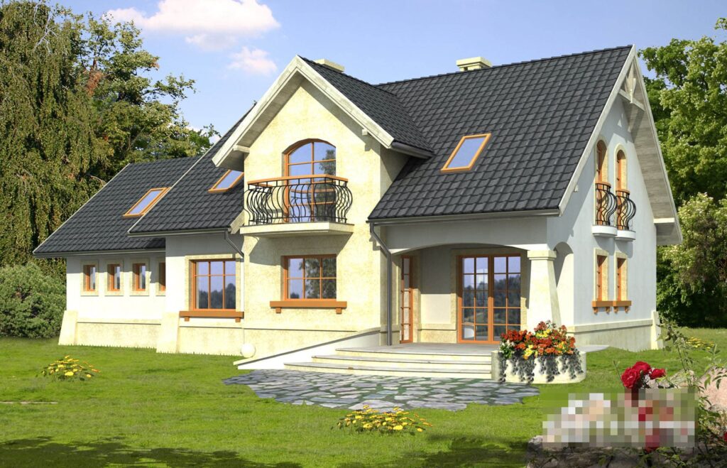 Скачать готовый проект дома с мансардой, чертежи и фото дома с мансардой - фото 1