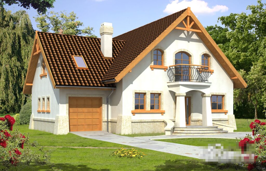 Скачать готовый проект дома с мансардой, чертежи и фото дома с мансардой - фото 1
