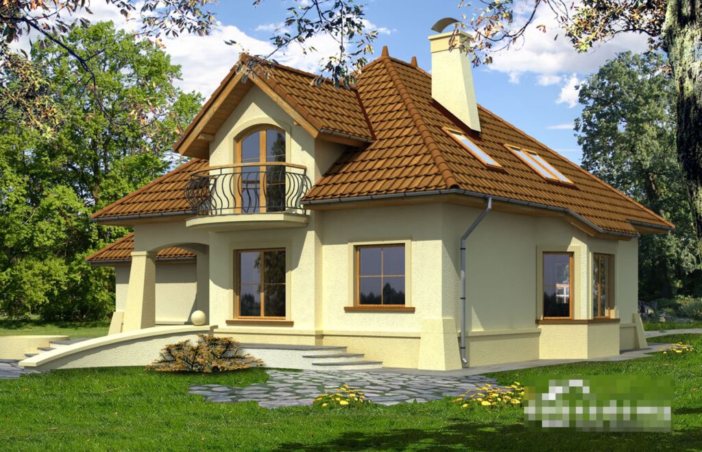 Скачать готовый проект дома с мансардой, чертежи и фото дома с мансардой - фото 1