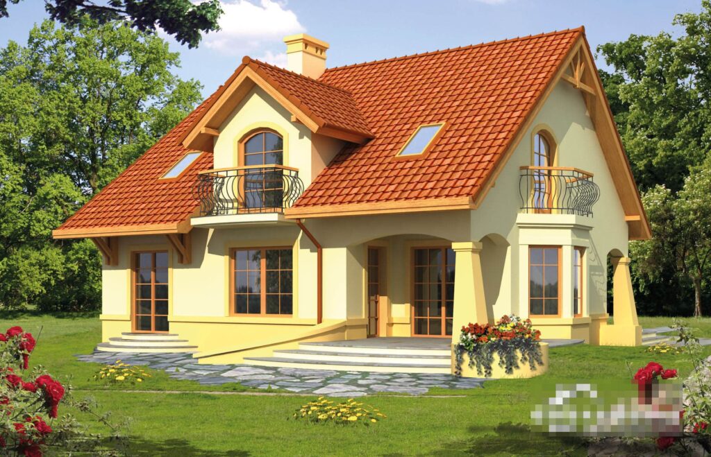 Скачать готовый проект дома с мансардой, чертежи и фото дома с мансардой - фото 1