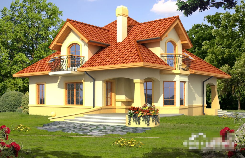 Скачать готовый проект дома с мансардой, чертежи и фото дома с мансардой - фото 1