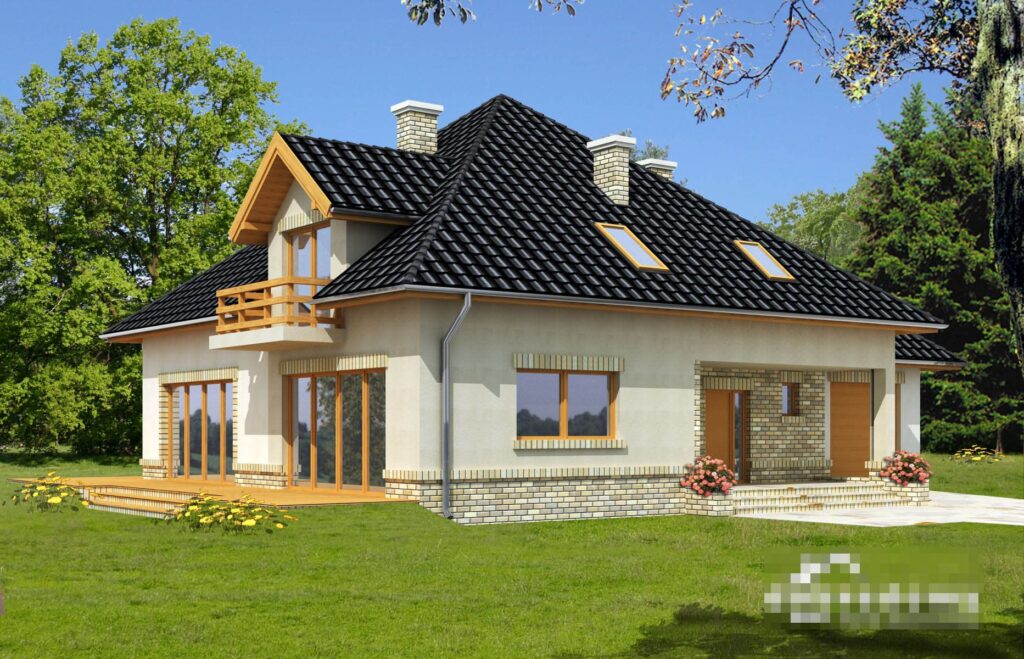 Скачать готовый проект дома с мансардой, чертежи и фото дома с мансардой - фото 1