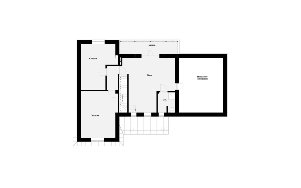Фото планировка второго этажа проекта дома с мансардой P354 с общей площадью 259 м2 - от компании Проект23