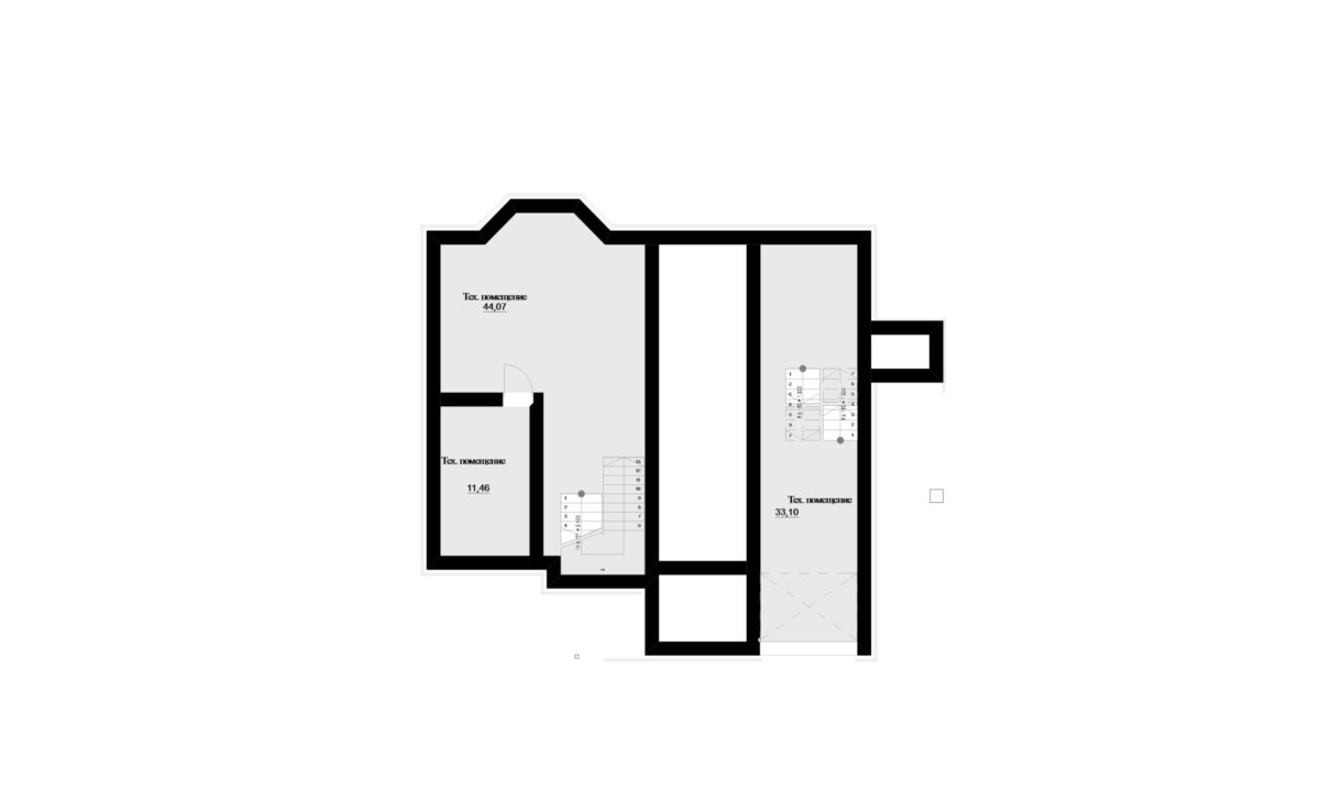 Фото планировка цокольного этажа проекта трехэтажного дома P146 с общей площадью 426 м2 - от компании Проект23